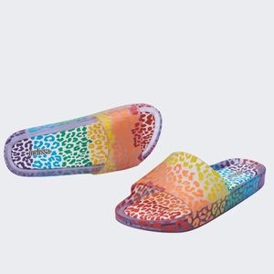 Melissa clear rainbow animal print jelly slides size 8